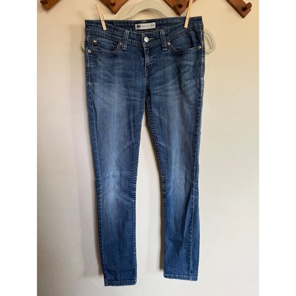 Levis Jeans Womens 28/32 Blue demi curve low rise skinny Denim distressed City - Picture 1 of 13
